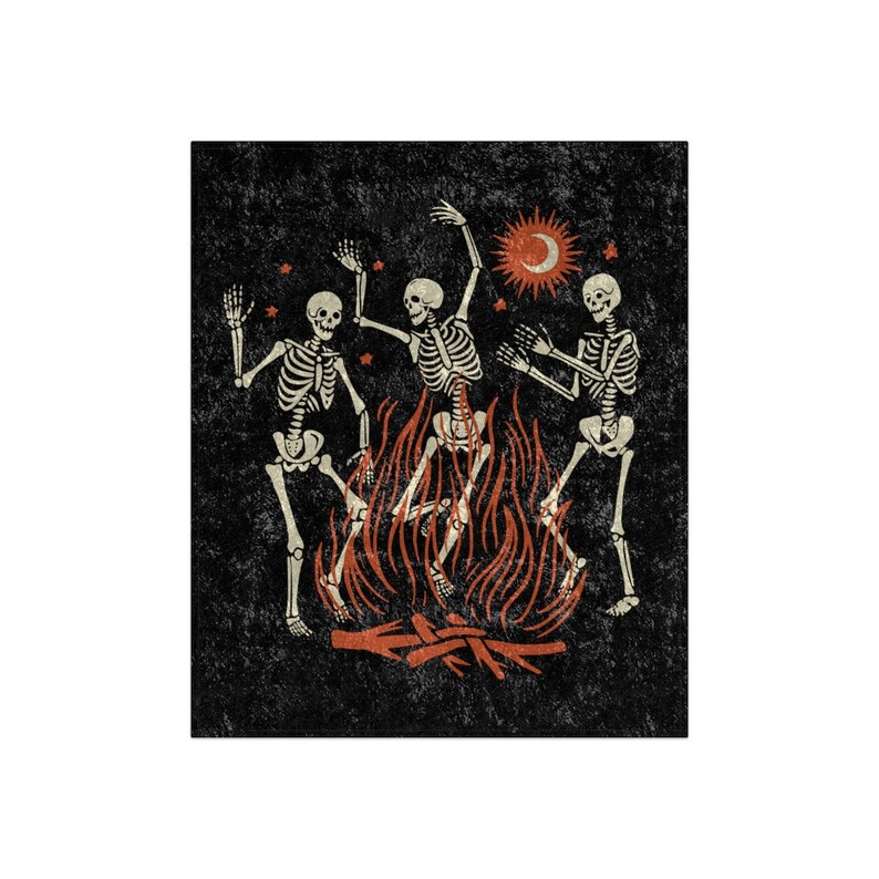 Esqueletos danzantes, Manta esqueleto, Manta espeluznante, Mantas de otoño, Manta bruja, Regalos de chicas góticas, Decoración estética de la habitación de brujas, Halloween imagen 2