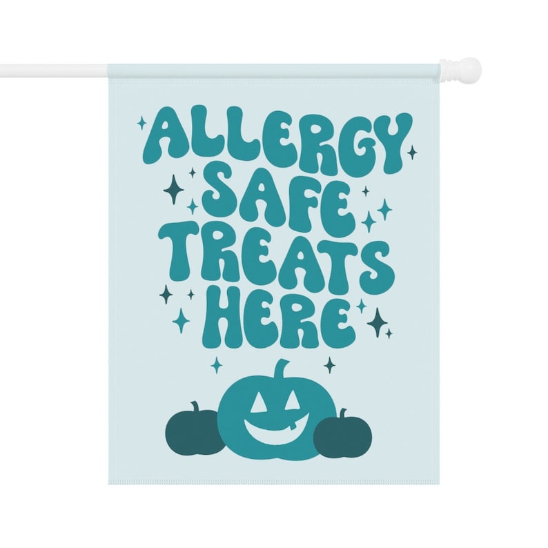 Allergy Safe Treats Here Garden Flag, Teal Pumpkin Flag, Food Allergy Awareness, Teal Pumpkin Project, Allergy Friendly Halloween Banner image 6