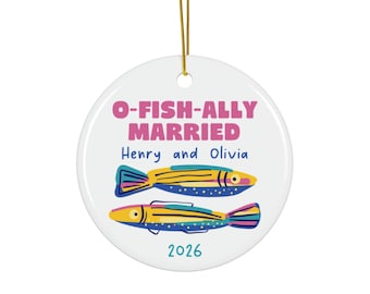 O-fish-ally Married Sardines Ornament, Personalized Married Ornament, Fish Wedding Gift, Sardine Keepsake, Fisherman Marriage Ornament