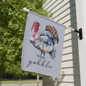 Gobble Flag, Thanksgiving Garden Flag, Watercolor Turkey Decor, Turkey Yard Flags, Fall Outdoor Decor, Autumn Banner, Thanksgiving Flags zdjęcie 5