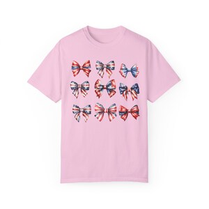 Comfort Colors® Shirt, American Bows Shirt, Comfort Colors Fourth Of July Shirt, Coquette USA Shirt, Girly 4th of July Shirt, Oversized Tee Blossom