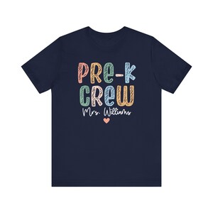 Personalized Pre-K Teacher Shirt, Custom Preschool Teacher Shirt, Prek Teacher Shirt, Pre-K Team Shirts, Pre K Crew T-shirts, Chalk Shirt Navy