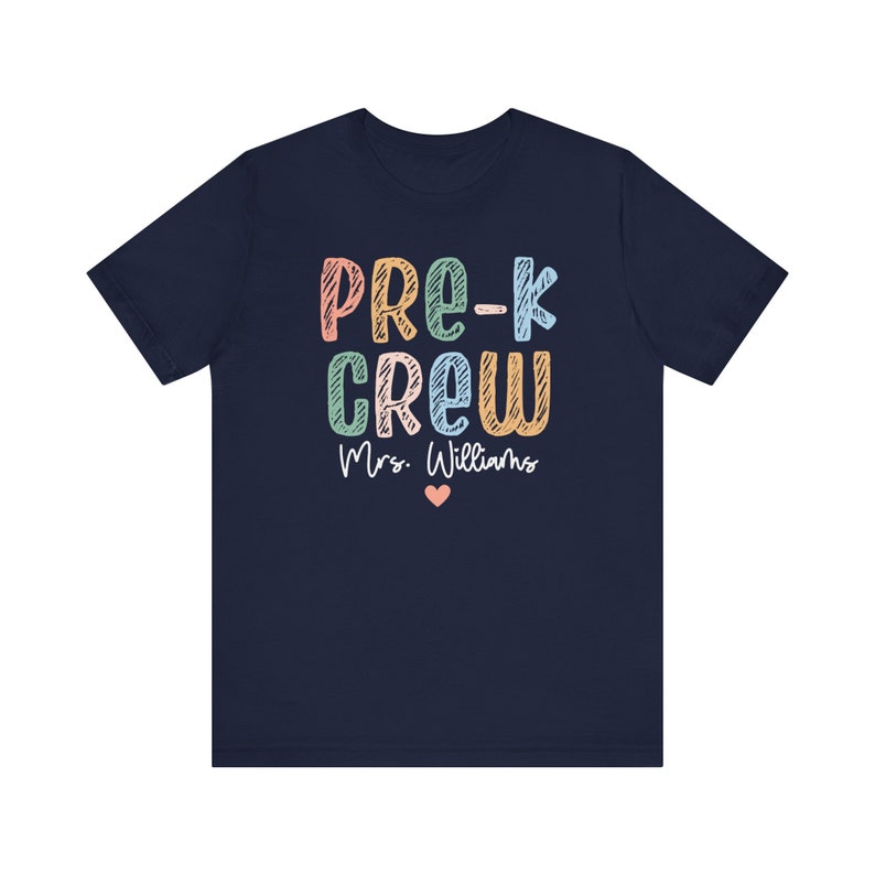 Personalized Pre-K Teacher Shirt, Custom Preschool Teacher Shirt, Prek Teacher Shirt, Pre-K Team Shirts, Pre K Crew T-shirts, Chalk Shirt Navy