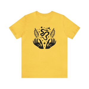 Witch Shirt, Mystical Shirt, Witchy Clothing, Fall Apparel, Witchcraft Tees, Moon Child Shirt, Crystal Shirt, Spiritual Shirt, Snake Shirt Yellow