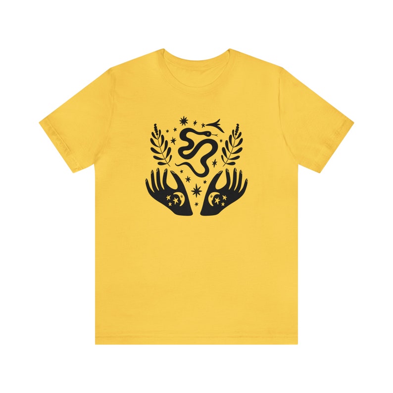 Witch Shirt, Mystical Shirt, Witchy Clothing, Fall Apparel, Witchcraft Tees, Moon Child Shirt, Crystal Shirt, Spiritual Shirt, Snake Shirt Yellow