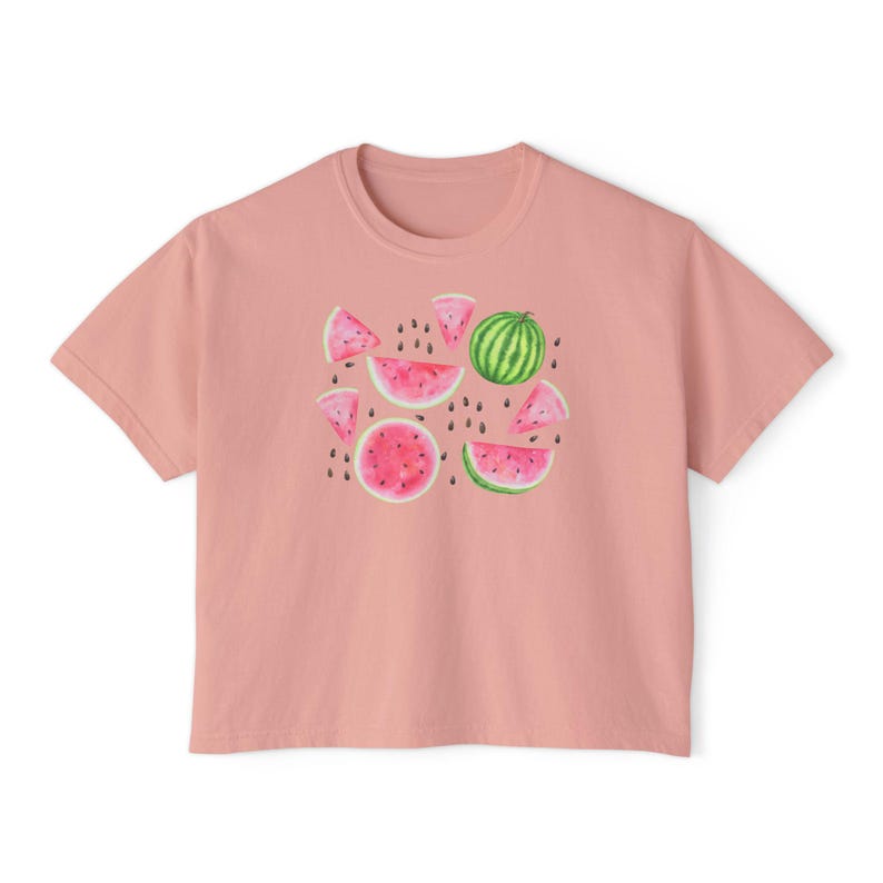 Watermelon Crop Top, Summer Boxy Top, Fruit Boxy Crop, Picnic Crop Top, Farmer's Market Crop Top, Watermelon Festival Crop, Summertime Shirt Peachy