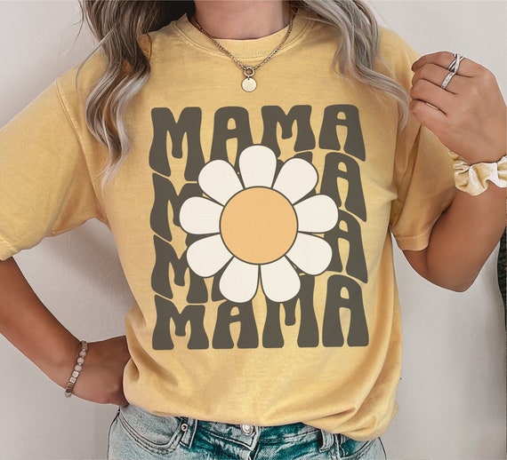 Comfort Colors® Shirt, Comfort Colors Mama Shirt, Mama Daisy Shirt, Floral Mom Tees, Retro Mama Shirts, Groovy Mama Shirt, Mother's Day Gift