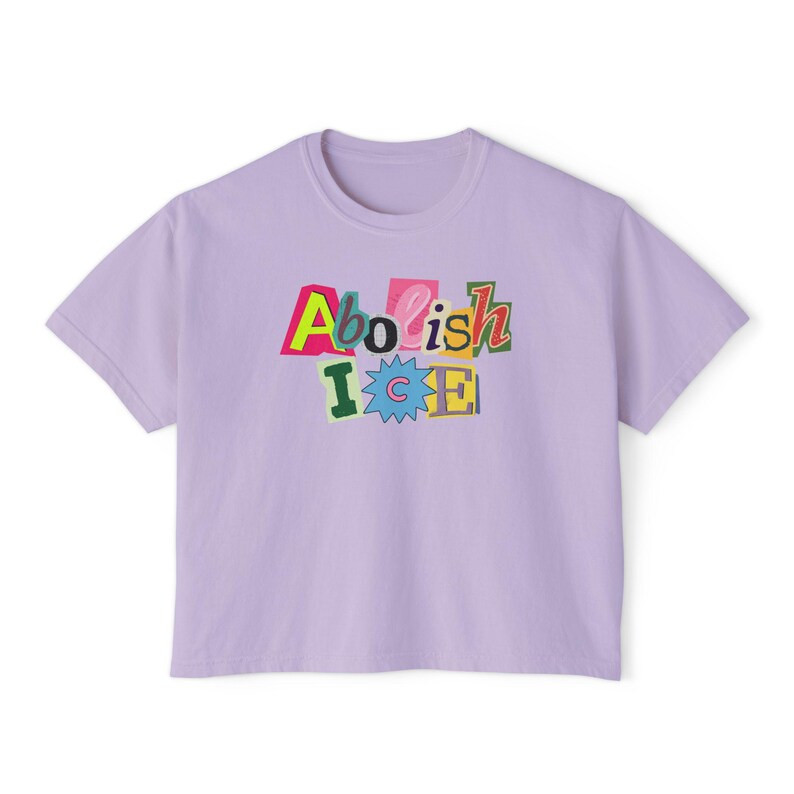 Abolish Ice Crop Top, Liberal Magazine Letters Crop Top, Anti ICE Boxy Crops, Pro Immigrants Crop, Protest Crop , No Human Is Illegal Orchid