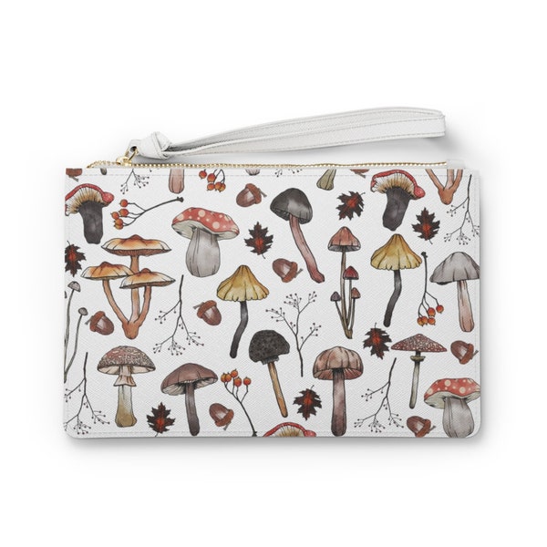 Mushroom Clutch, Cottagecore Bag, Vegan Leather Clutch, Hippie Clutch, Mycology Gift, Botanical Clutch, Mushroom Gift, Forest Aesthetic
