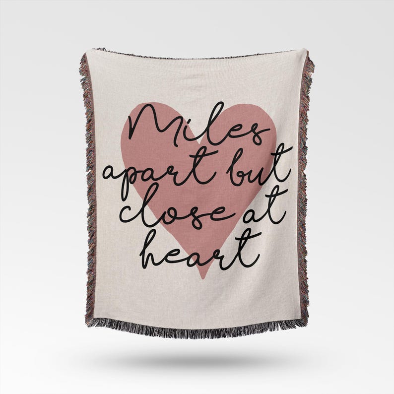Miles Apart but Close at Heart Woven Blanket, Personalized Long