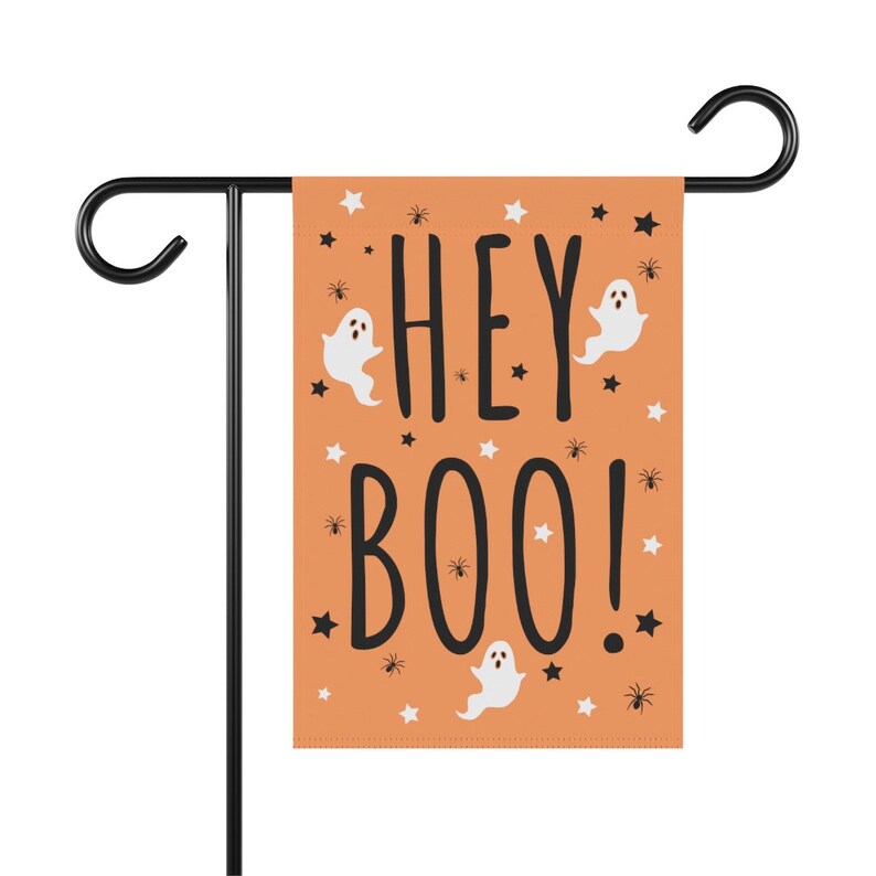 Hey Boo Garden Flag, Ghost Garden Flag, Halloween House Banner, Fall Yard Flag, Creepy Cute Garden Flag, Spooky Garden Decor, Pastel Goth image 3