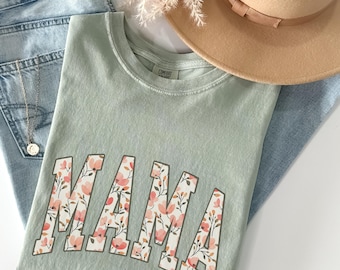 Mama Shirt, Comfort Colors Mom Shirt, Floral Mama Shirt, Flower Mama Shirts, Cute Mother's Day Idea, Girly Mama Shirt, Spring Aesthetic Tee