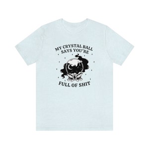 My Crystal Ball Says You're Full Of Shit, Witchy Aesthetic Tee, Feminist Witch, Funny Goth Shirt, Sarcastic Halloween Shirt, Mystical Shirt Heather Ice Blue