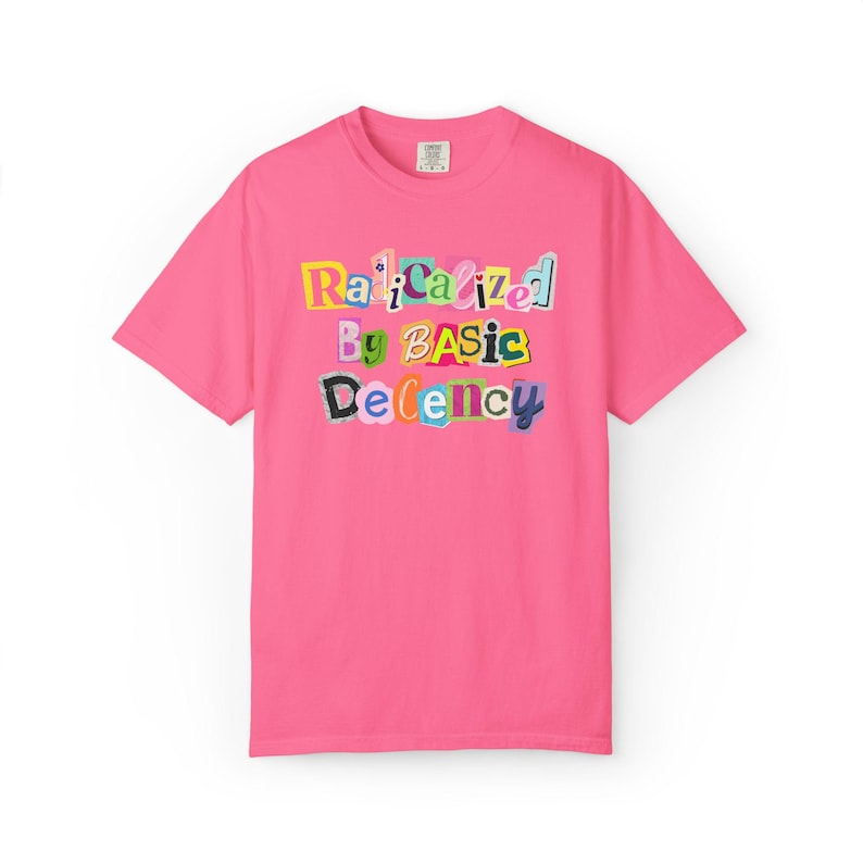 Radicalized By Basic Decency Shirt, Abolish ICE Shirt, Comfort Colors Shirt, Human Rights Shirt, Liberal Shirts, Protest Shirt, Anti-Fascism Crunchberry