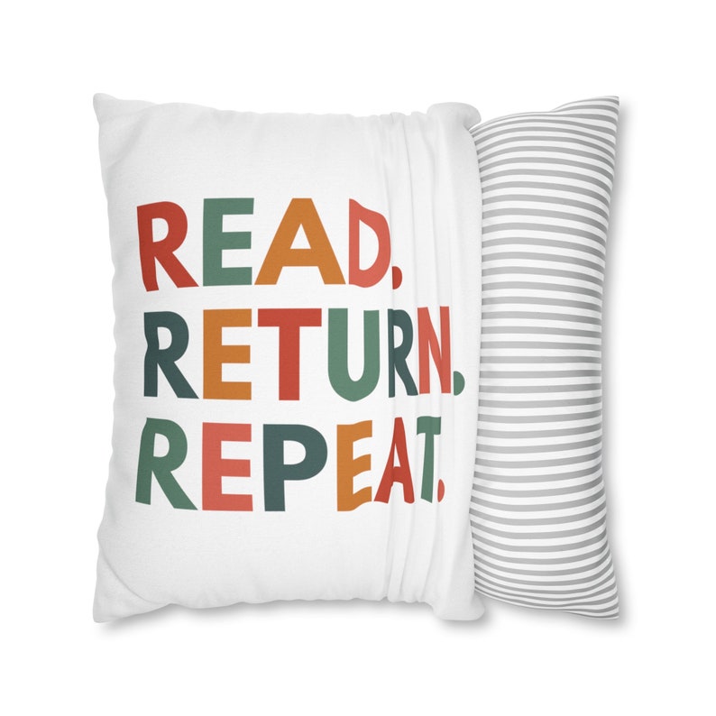 Read Return Repeat Pillow, Reading Pillow, Bookish Home Decor, Book Pillow, Reading Nook Pillow, Librarian Gifts, Library Decor, Read Pillow image 3