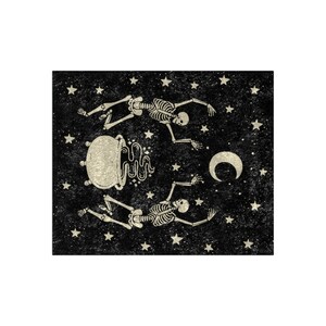 Dancing Skeletons, Skeleton Blanket, Halloween Blanket, Spooky Blankets, Dark Aesthetic Decor, Fall Crushed Velvet Throw, Celestial Throw image 4