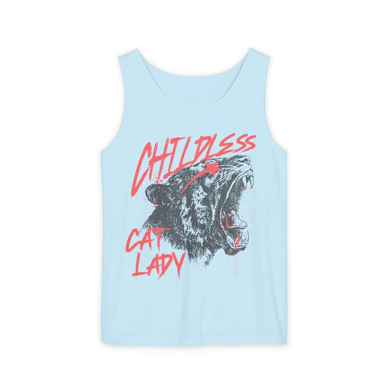 Childless Cat Lady Tank Top, Comfort Colors® Tank Top, Kamala Harris Tank Top, Democrat Tank, Cat Ladies for Kamala Tank Top, Harris 2024 Chambray