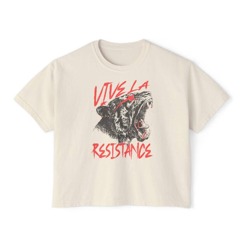 Vive La Résistance Crop Top, Feminist Boxy Tee, Resist Shirt, Feminist Cat Shirt, Smash The Patriarchy, Reproductive Rights, Social Justice Ivory