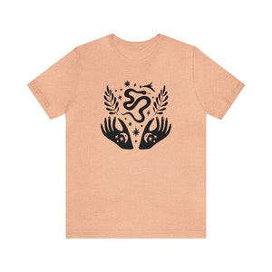 Witch Shirt, Mystical Shirt, Witchy Clothing, Fall Apparel, Witchcraft Tees, Moon Child Shirt, Crystal Shirt, Spiritual Shirt, Snake Shirt Heather Peach