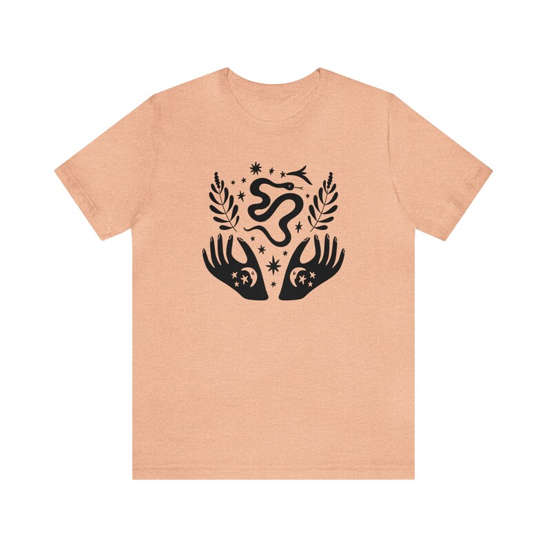 Witch Shirt, Mystical Shirt, Witchy Clothing, Fall Apparel, Witchcraft Tees, Moon Child Shirt, Crystal Shirt, Spiritual Shirt, Snake Shirt Heather Peach