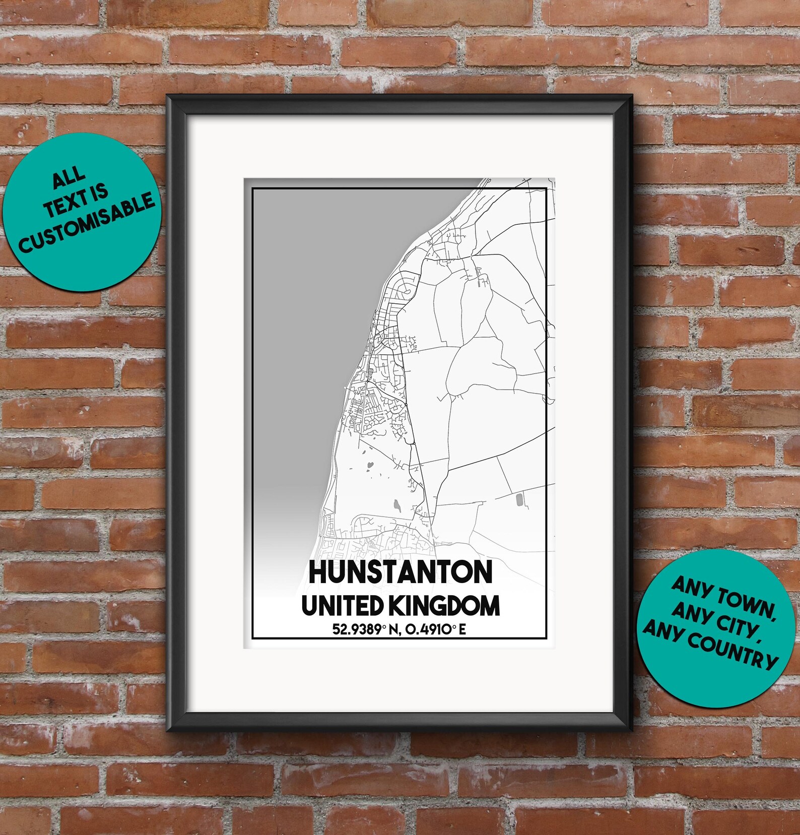 Hunstanton Print Hunstanton Map Print Hunstanton Poster Etsy