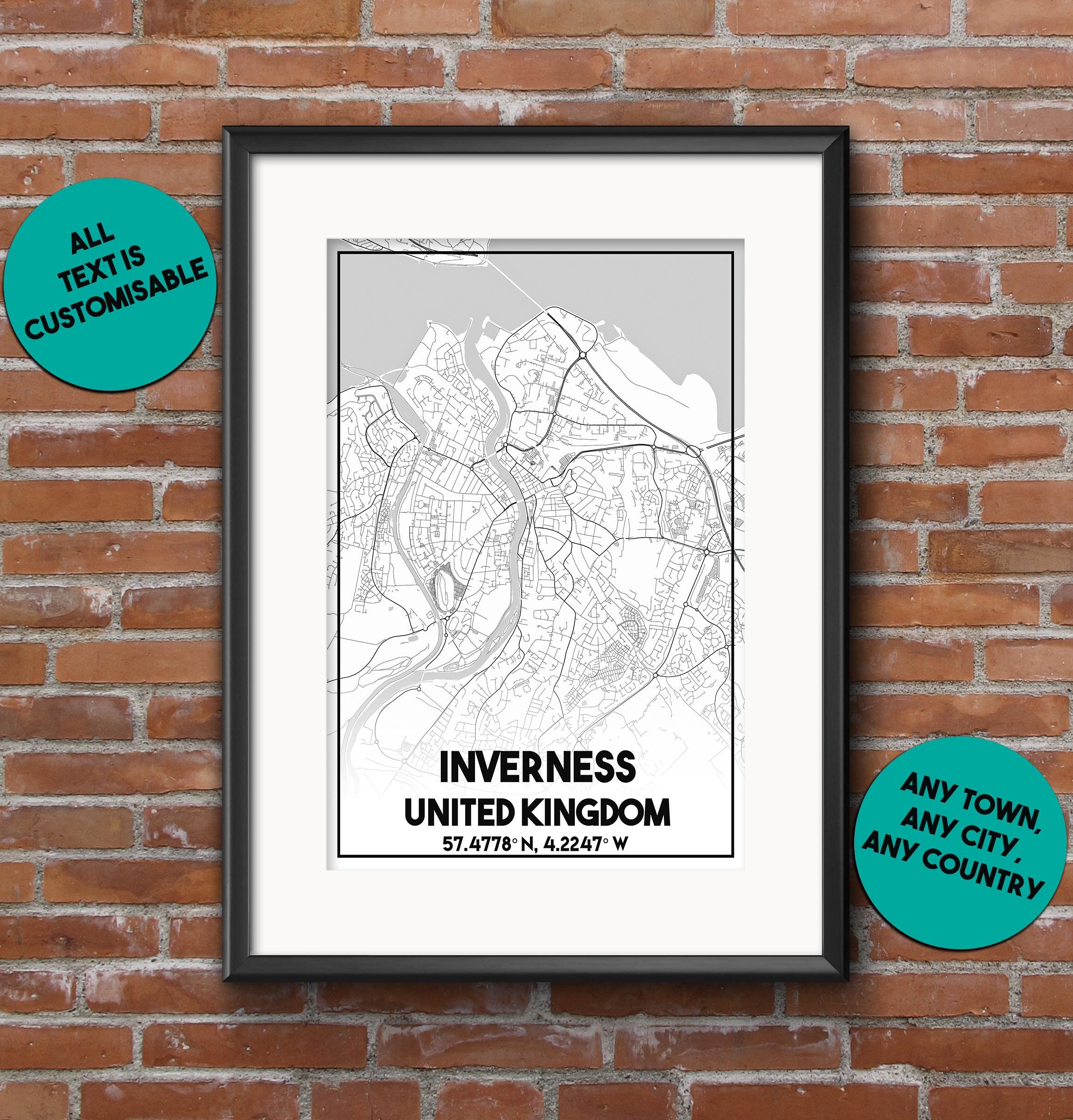 Inverness Druck Inverness Karte Druck Inverness Poster Etsy