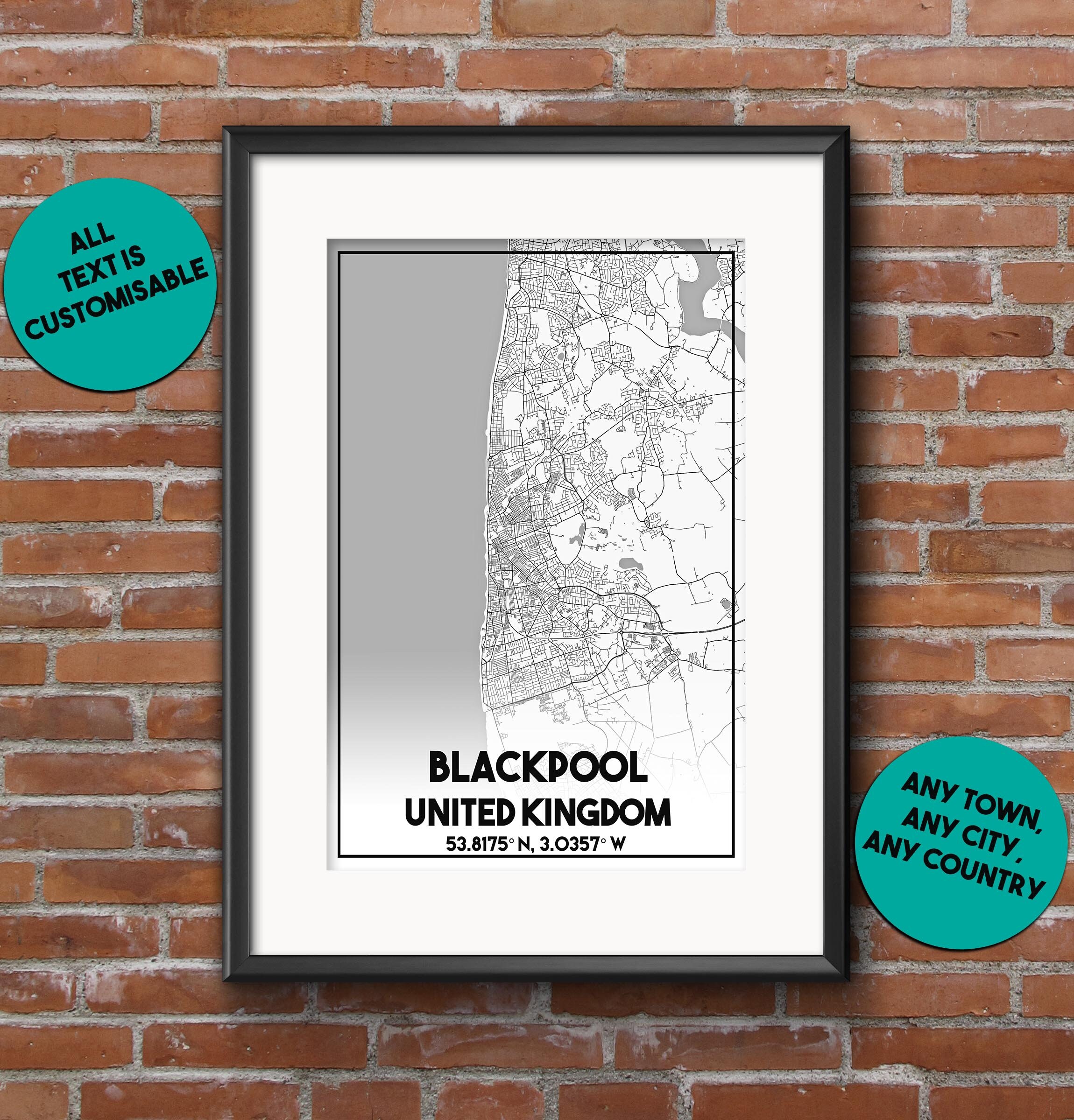 Blackpool Druck Blackpool Karte Drucken Blackpool Poster | Etsy