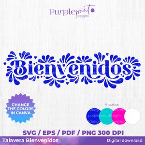 Bienvenidos Svg, Mexican talavera Svg, Wedding decoration, Talavera svg, wall decoration, Digital download, SVG PNG, Wall art, Latina svg