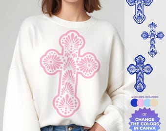 Cross svg, baptism crosses, mexican decoration,  cross talavera decoration, mexican svg, digital download, svg png dxf files, talavera art