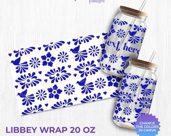 20 oz Libbey Wrap Talavera  SVG PNG | CanGlass Wrap | Latina Style Talavera Wrap for CanGlass | Talavera svg and png | Digital download