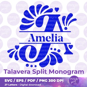 Alfabeto Monograma Talavera SVG | Letras Iniciales Mexicanas | Fuente svg para Bodas con Monograma | svg para Silhouette | Paquete PNG, SVG