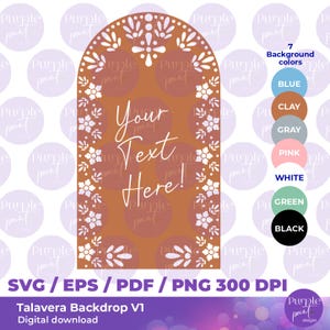 Talavera Event Backdrop, DIGITAL Download, SVG Files, Mexican Talavera Wedding Decoration, 4ft by 7ft, Event backdrop, 7 colors png files
