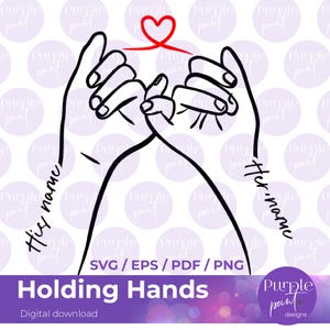Couple hands SVG, Holding Hands, Pinky Hold Love svg, Customizable, Love Hands Design, Heart Hands, Instant Download, Line Art, EPS, PDF