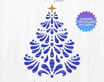 Talavera christmas svg, talavera wall art, , christmas tree png, xmas digital download, mexican talavera, svg png, Talavera christmas tree