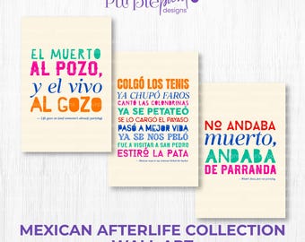Mexican Afterlife sayings, día de muertos wall art, día de muertos mexican sayings, funny decoration, digital download, mexican tradition