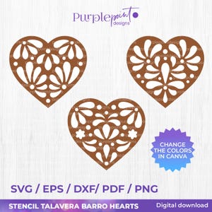 Barro Talavera stencil hart SVG, Mexicaans Talavera SVG, Hartontwerp, Mexicaans Talavera, mexicanart, Digitaldownload, svgpng hart, DXF-bestand