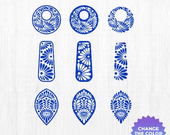 Talavera SVG pack 2, Mexican Talavera Shapes svg png dxf, Stencil SVG, Circle Rectangle Marquise,  Instant Download, talavera digital art
