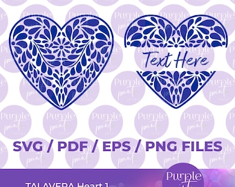 SVG Mexican talavera heart, Talavera SVG, Instant Download, Heart Design, Mexican talavera, Mexican culture, mexican art, talavera heart.