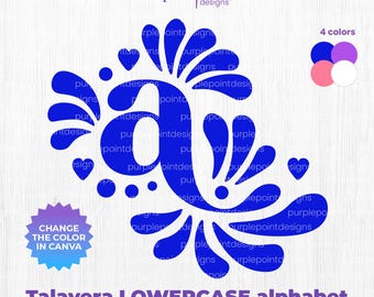 Monogram Lowercase Talavera Alphabet SVG | Mexican Talavera Initial Lettering | Monogram lowercase Font | svg silhouette | PNG SVG Monograme