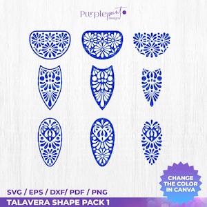 Talavera SVG pack 1, Mexican Talavera Shapes svg png dxf, Stencil SVG, Half Moon Shield Oval svg,  Instant Download, talavera digital art