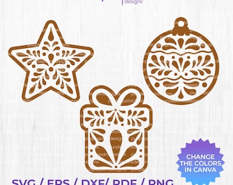3 barro christmas talavera ornaments, digital talavera christmas svg, xmas digital download, mexicanart, Digitaldownload, svg png dxf files