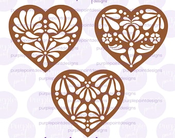 3 Barro talavera heart SVG, Mexican Talavera SVG, Heart Design, Mexican talavera, Mexican culture, mexicanart, Digitaldownload, SVGPNG heart