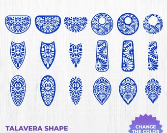 Talavera SVG Bundle, 6 Mexican Talavera Shapes svg png dxf, Earring svg, Stencil SVG, Talavera svg, Instant Download, 18 Digital Cut Files