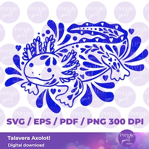 Axolotl Talavera SVG PNG Mexican Axolotl File | Ajolotes svg Talavera Decorations | Axolotl png and svg digitaldownload | Talavera svgpng