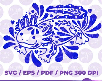 Axolotl Talavera SVG, Mexican axolote File, Talavera svg, dibujo de ajolote, digitaldownload, cricut