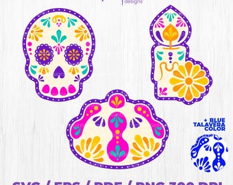 Día de muertos SVG, mexican talavera svg, instant download, talavera design, calavera png, sugar skull designs, SVG PNG files