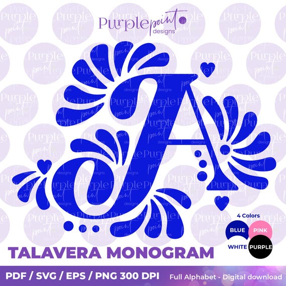 Monogram Talavera Alphabet SVG | Mexican Initial Lettering | Monogram Wedding svg Font | svg silhouette | PNG, SVG Bundle | Cricut Monograme