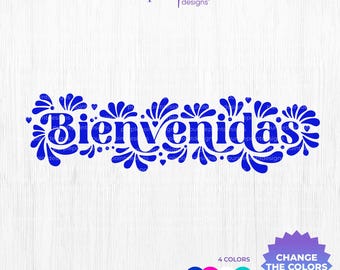 Bienvenidas Talavera SVG, Mexican tile style cut file, png eps pdf, digital download, latina svg