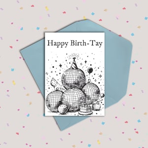 Happy BirthTay Digital Print Birthday Card Printable Mirrorball Party Disco Ball Folklore New Era Swiftie TSwift Gift 13 1989 Taylor