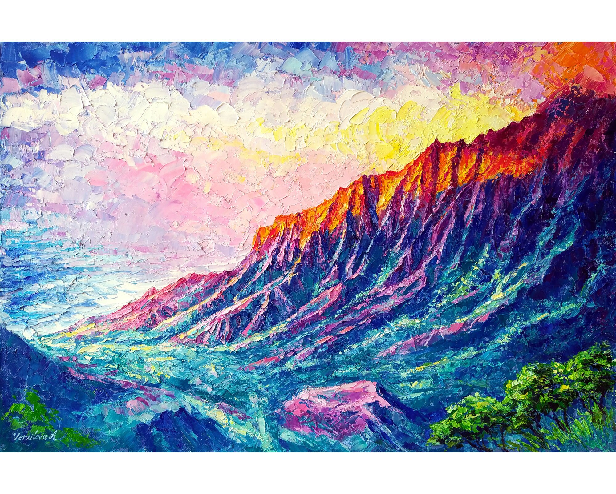Hawaii Painting Original Art Mountain Landscape Impasto Oil on Etsy